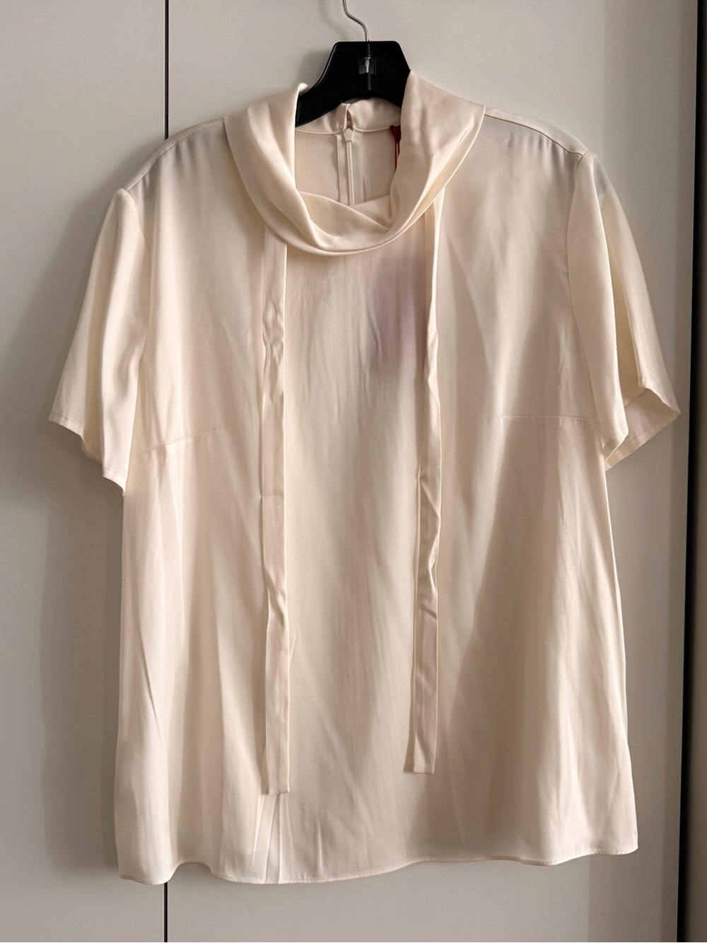 HUGO Cream Cowl-Neck Tie Blouse